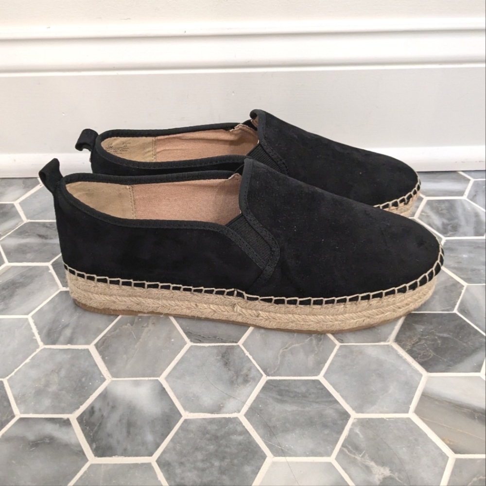 NEW Sam Edelman Black Suede Carrin Espadrille Slip On Shoes Women's Size 10